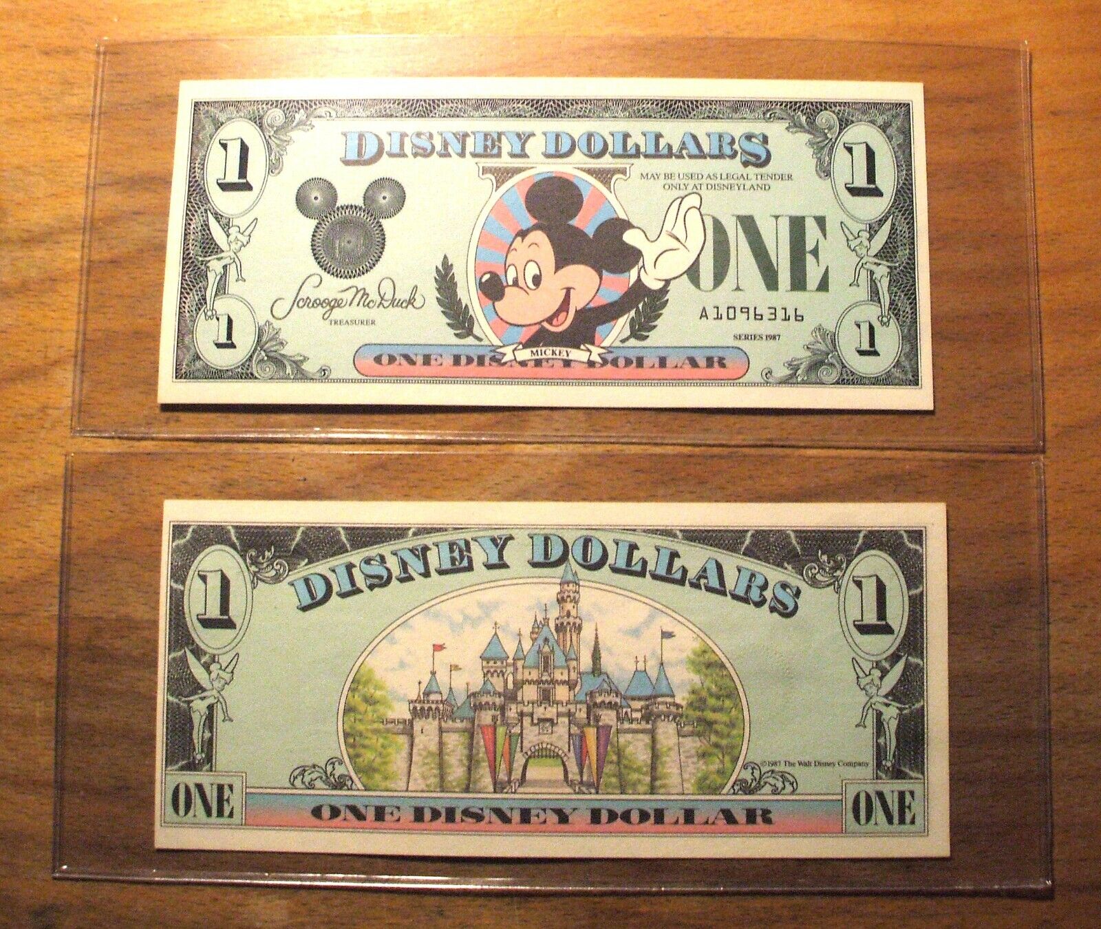 1987 DISNEY DOLLAR - Mint Condition - $1. - Mickey - SERIES \