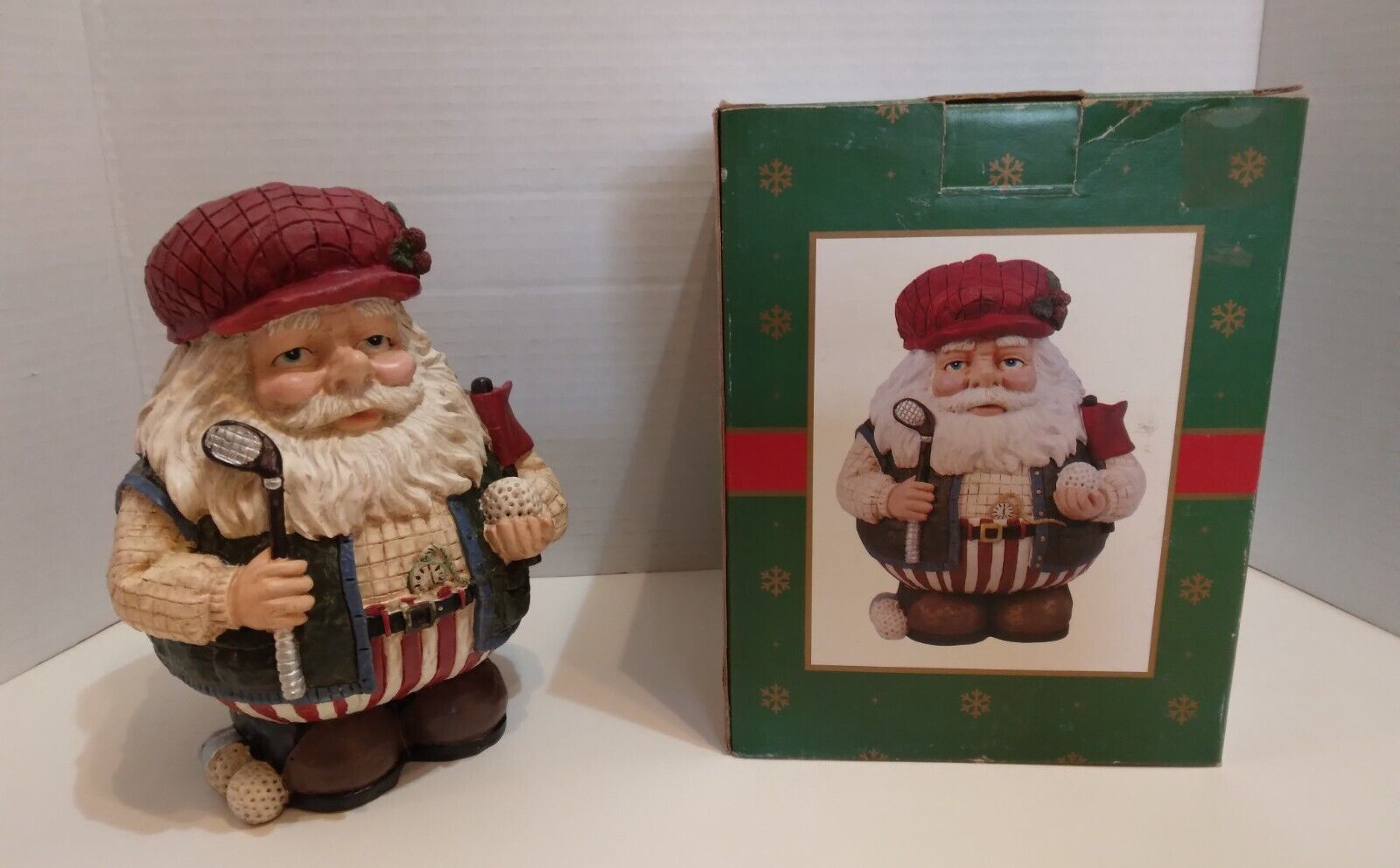 Cedar Creek Collection Collectible Resin Golfing Santa in Box