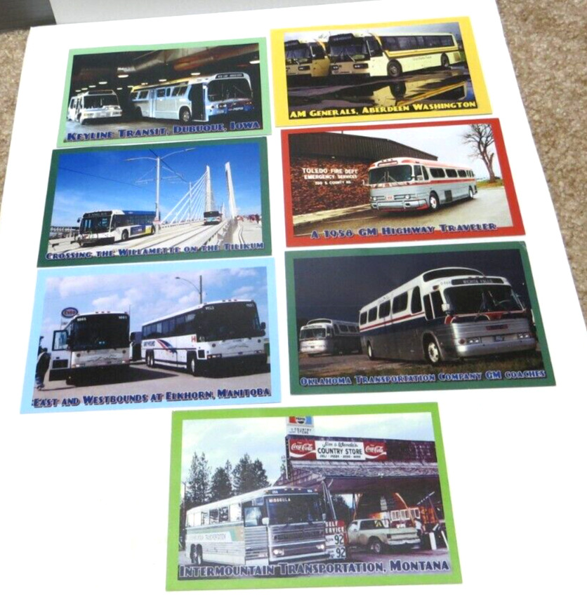 Lot of 7 Bus Post Cards 5-1/2\