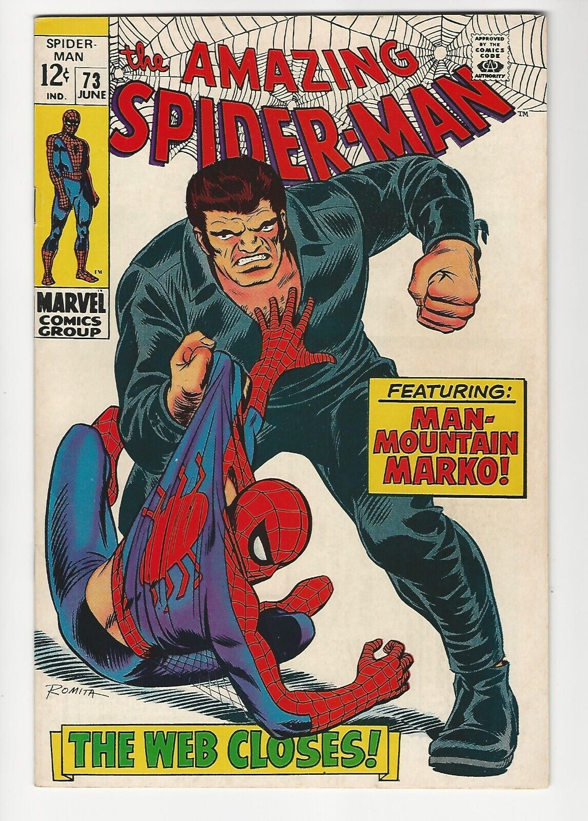 Amazing Spider-Man 73 (Marvel 1969) 9.2 1st Silvermane, Man Mountain Marko