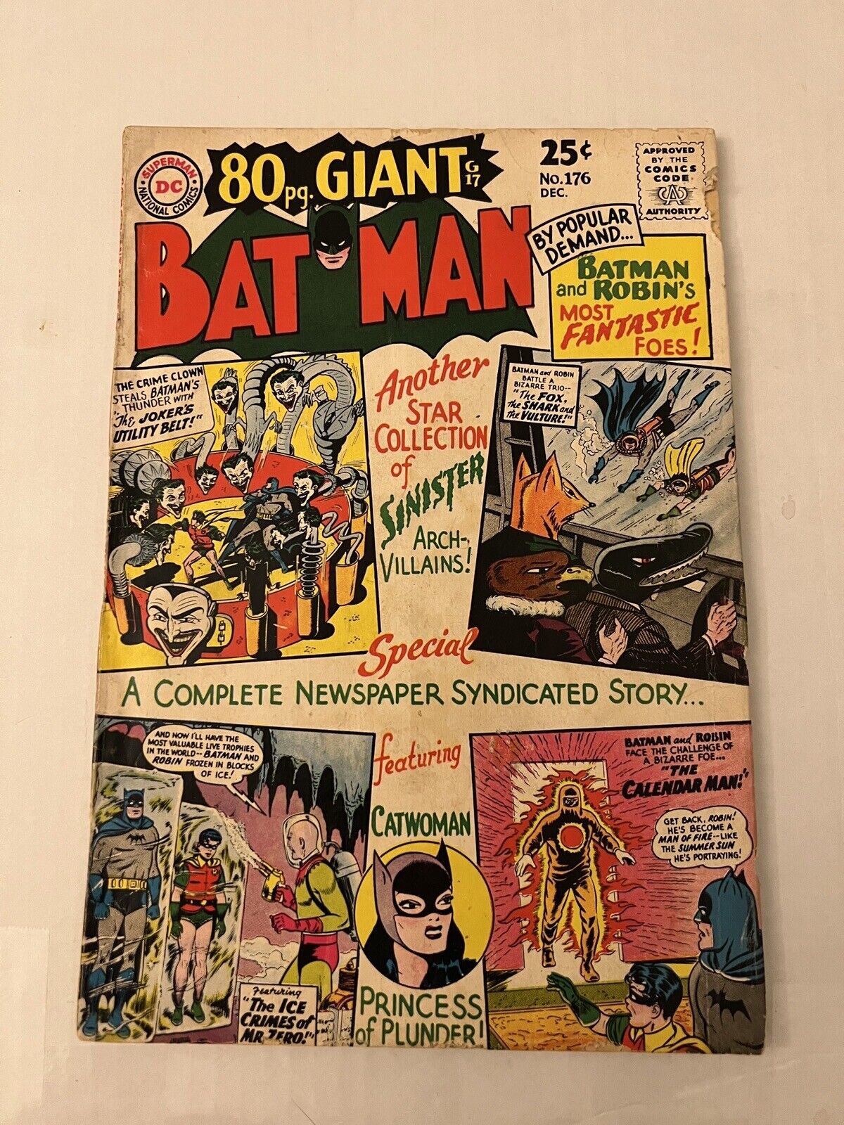 BATMAN #176 (1965, Rogue’s Gallery Issue, Joker c/story, Reprints 1st Mr Zero)