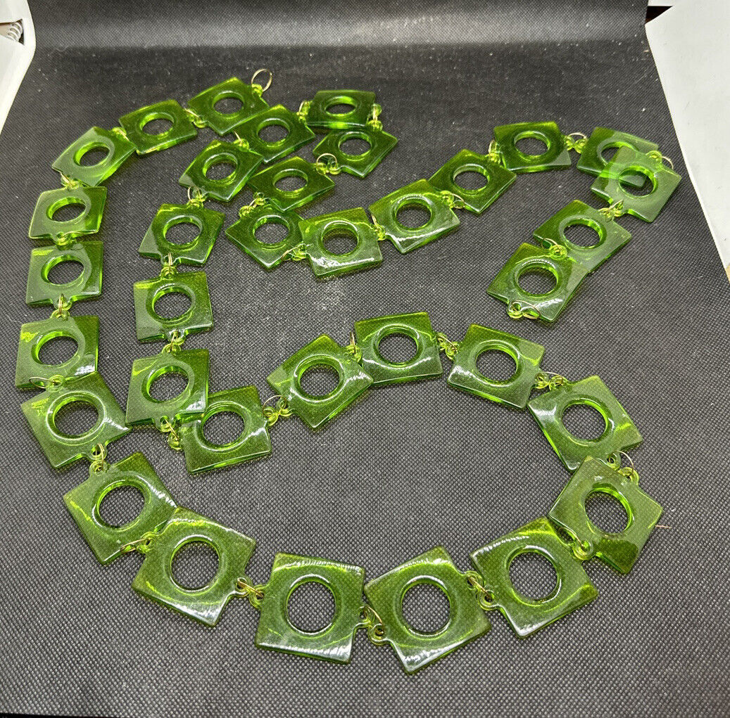 MOD 1970s Style Lime Green Lucite Square Round Garland 78”