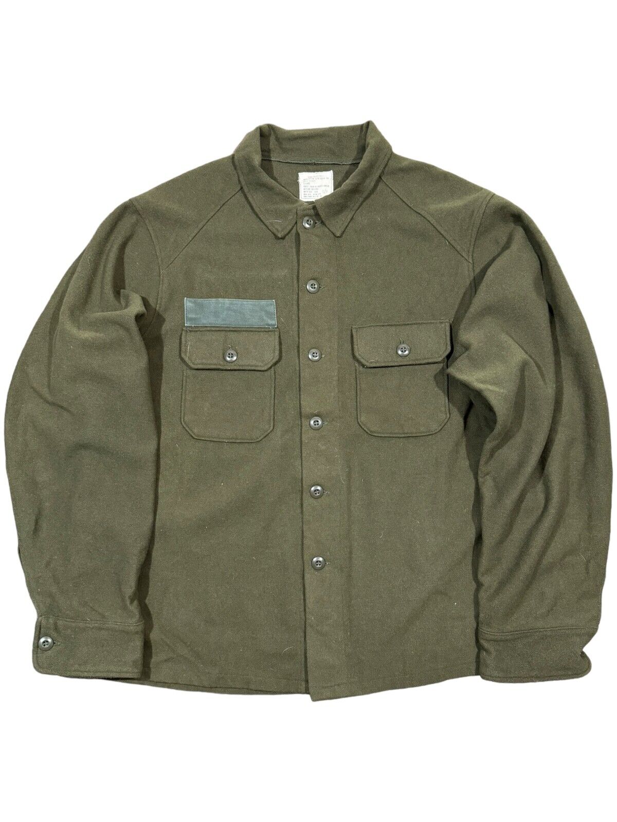 Vintage 1970s U.S. MILITARY OG-108 COLD WEATHER WOOL Nylon FIELD SHIRT SIZE XL