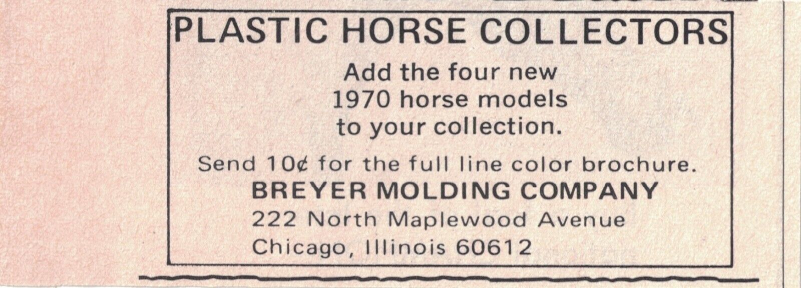 Breyer Molding Company Chicago Illinois 1970 Horse Models Vintage Mag Print Ad