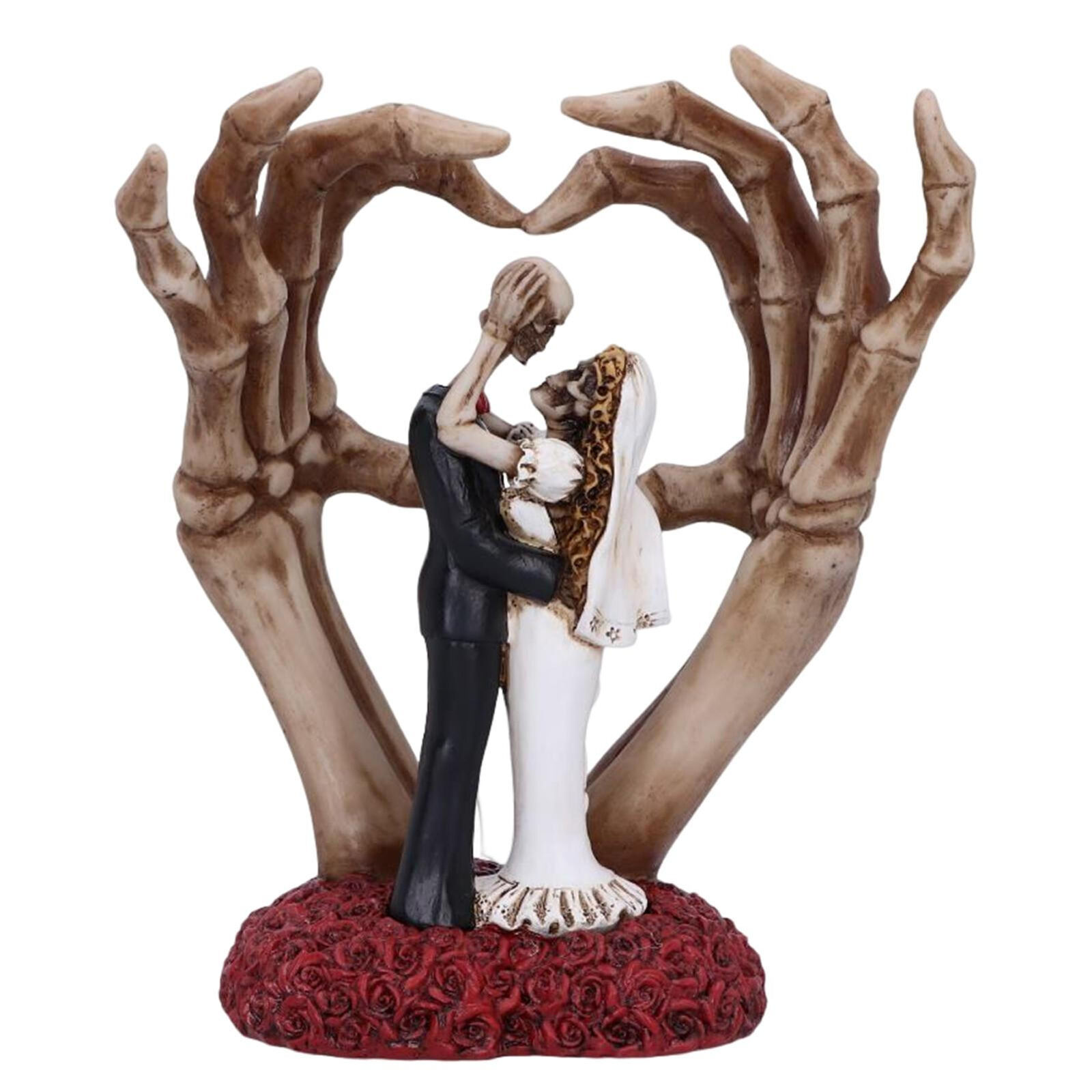 Wedding Skeleton Statue Love Never Dies Bride Groom Couple Figurine Ornament
