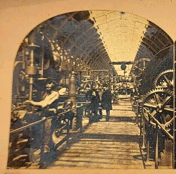 Stereoview Photo Machinery Hall International Exhibition 1862 London England 