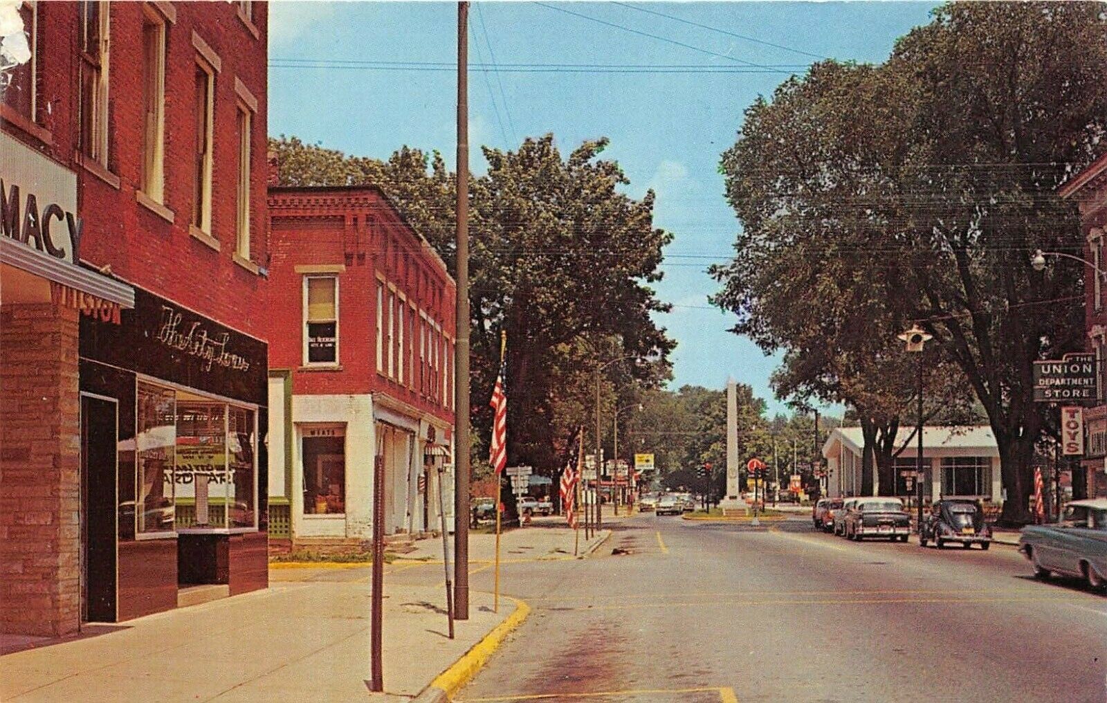 Mount Gilead Ohio 1950s Postcard Main Street Pharmacy