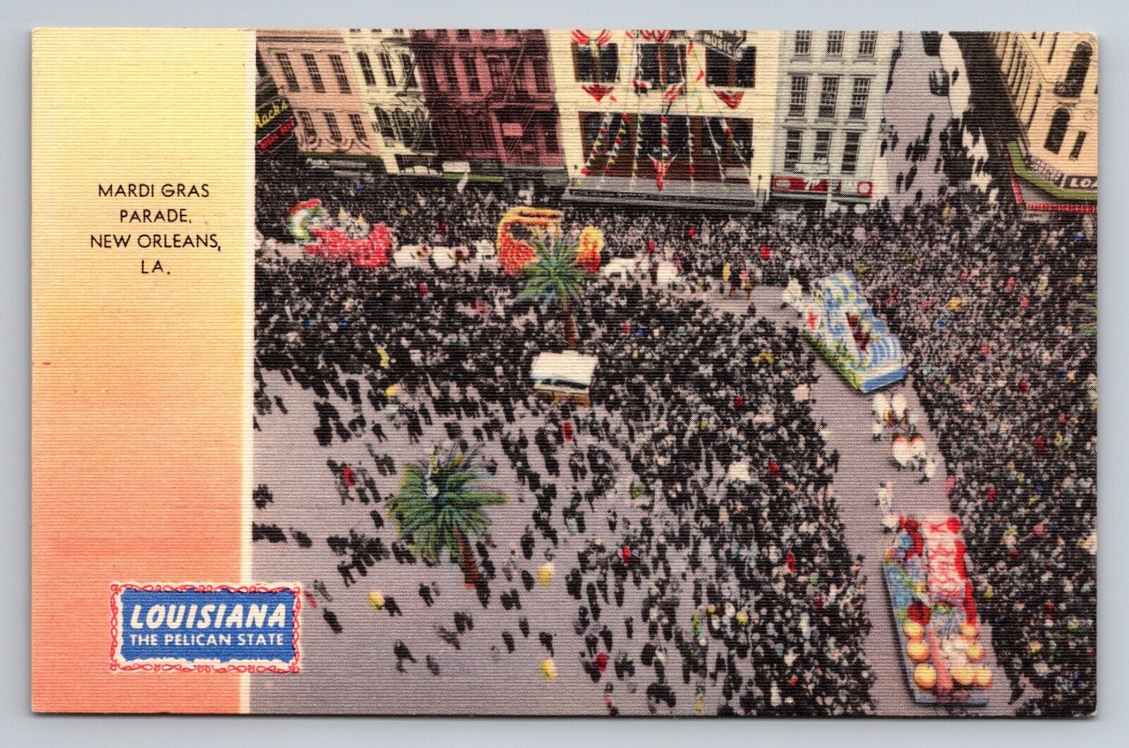 Mardi gras Parade New Orleans Louisiana Vintage Unposted Linen Postcard