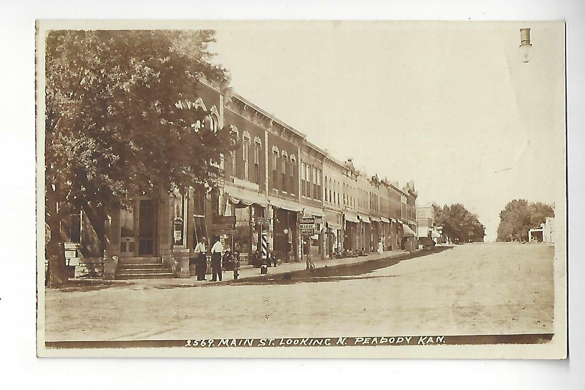 1908 Main St. Looking N., Peabody, Kansas RPPC