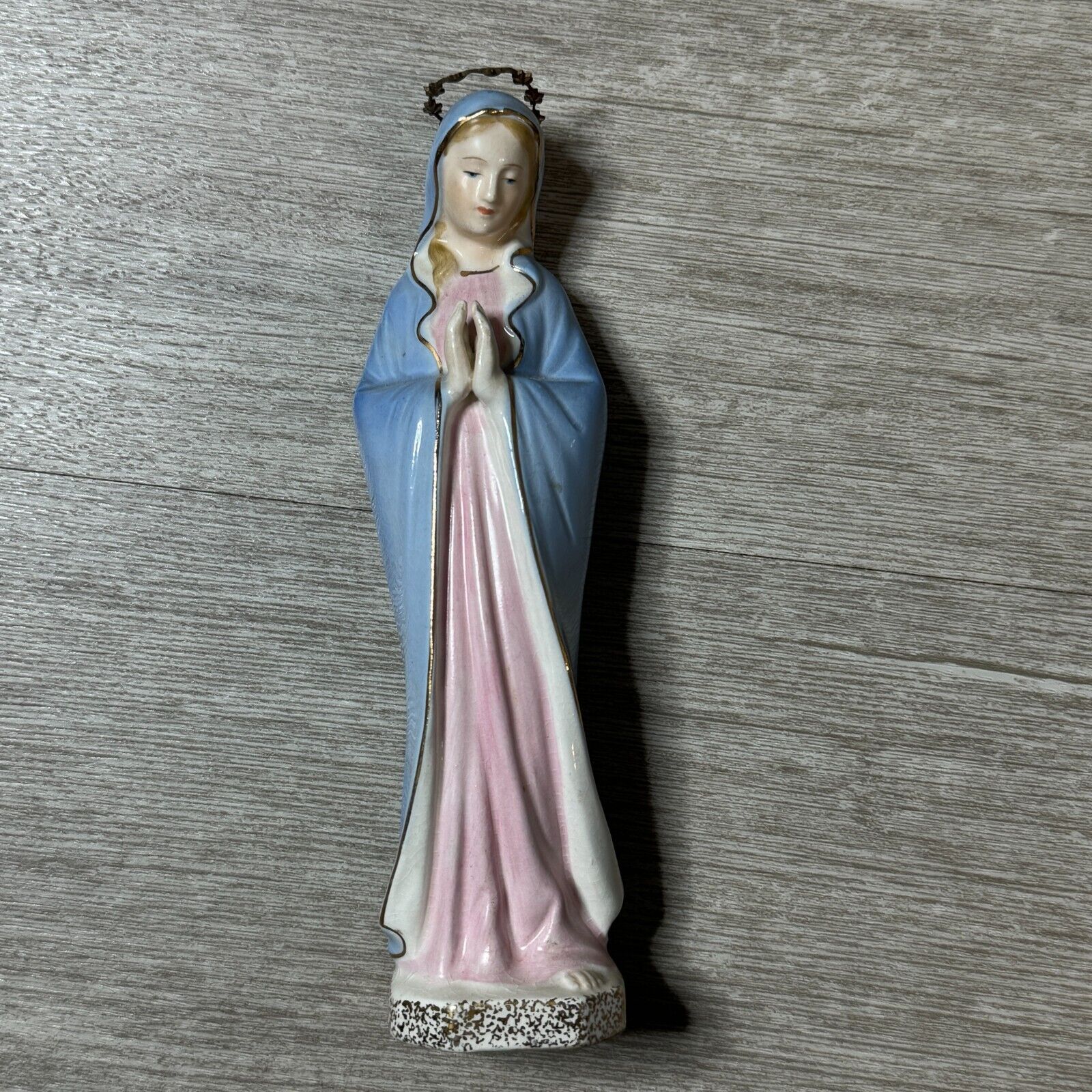 Vintage Porcelain Madonna Mother Mary Figure Crown of Stars 7.5\