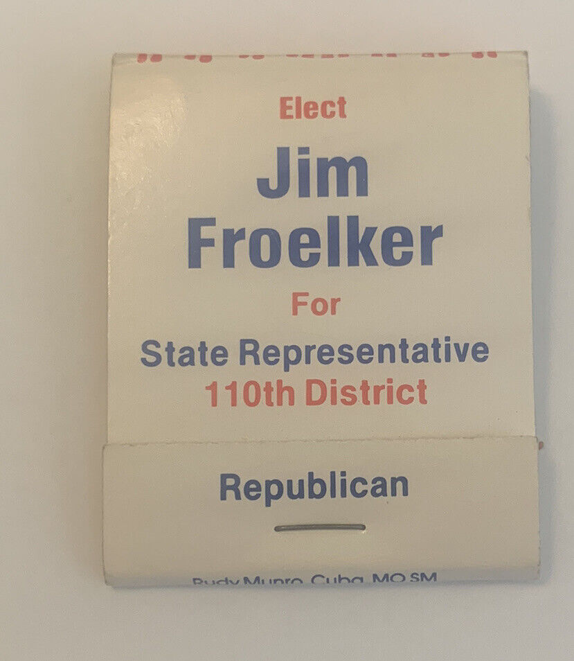 Vintage Jim Froelker Matchbook Republican Ad Matches Full Unstruck Souvenir