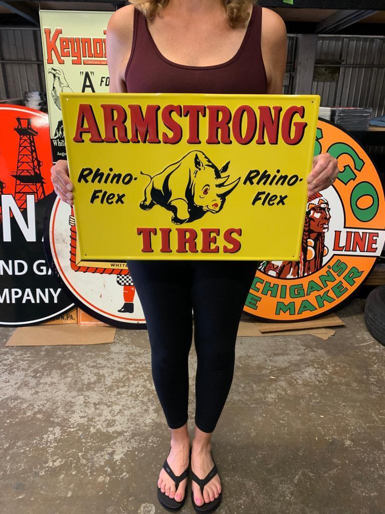 Antique Vintage Old Style Sign Armstrong Tires Made in USA