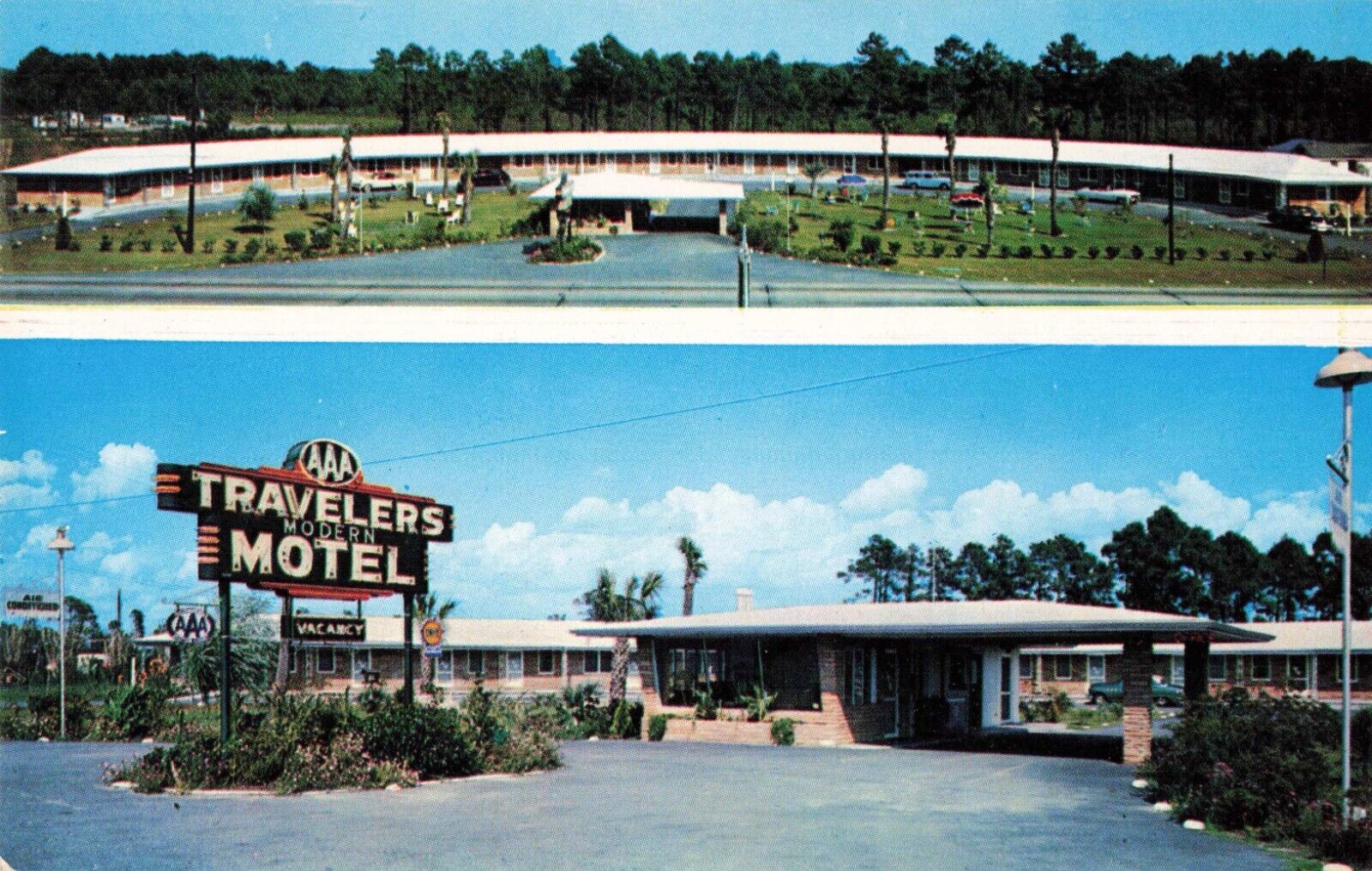 Savannah Georiga, Travelers Motel Advertising Old Sign, Vintage Postcard