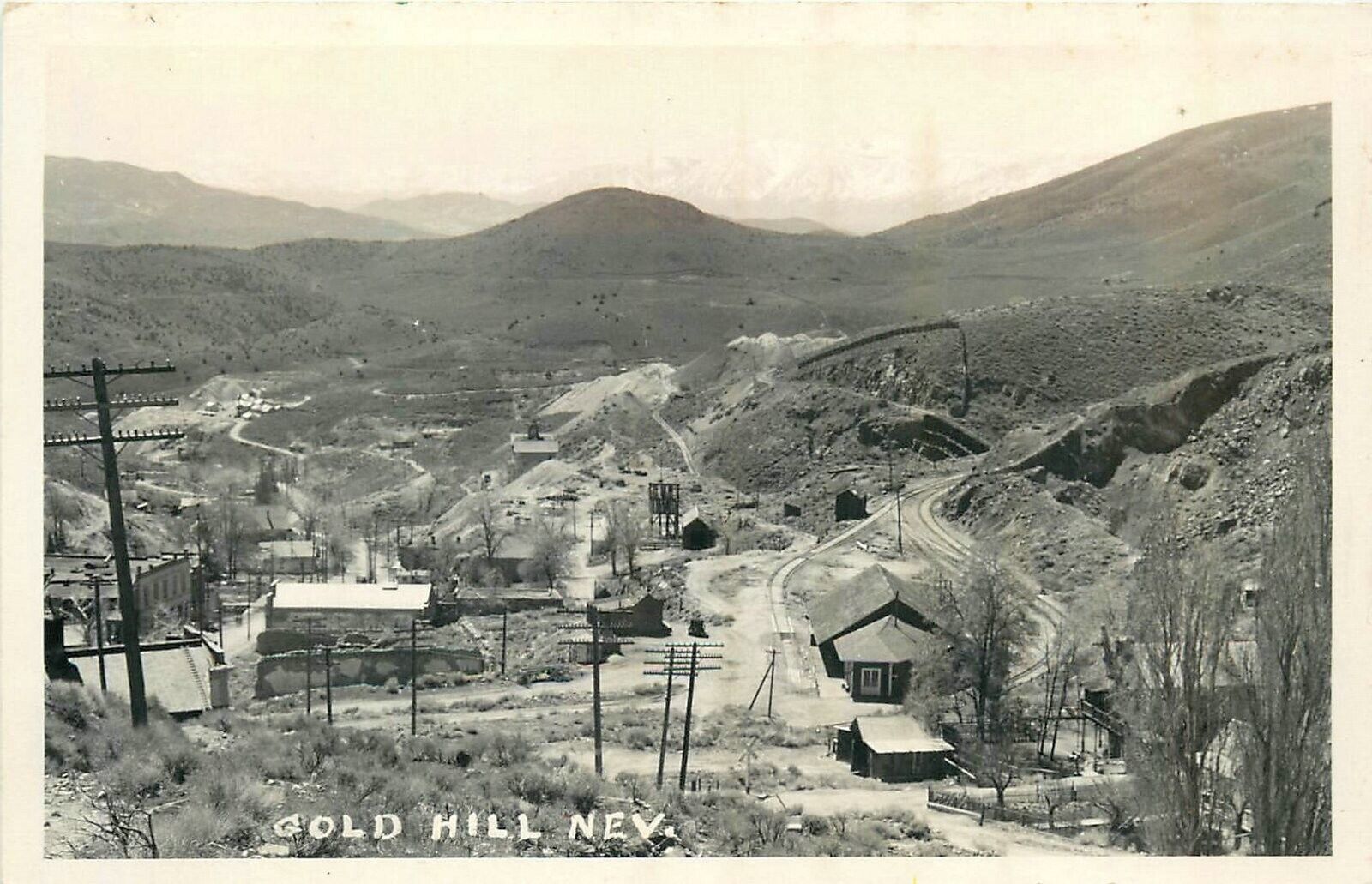 Postcard RPPC 1940s Nevada Gold Hill Birdseye mining occupational 24-4951