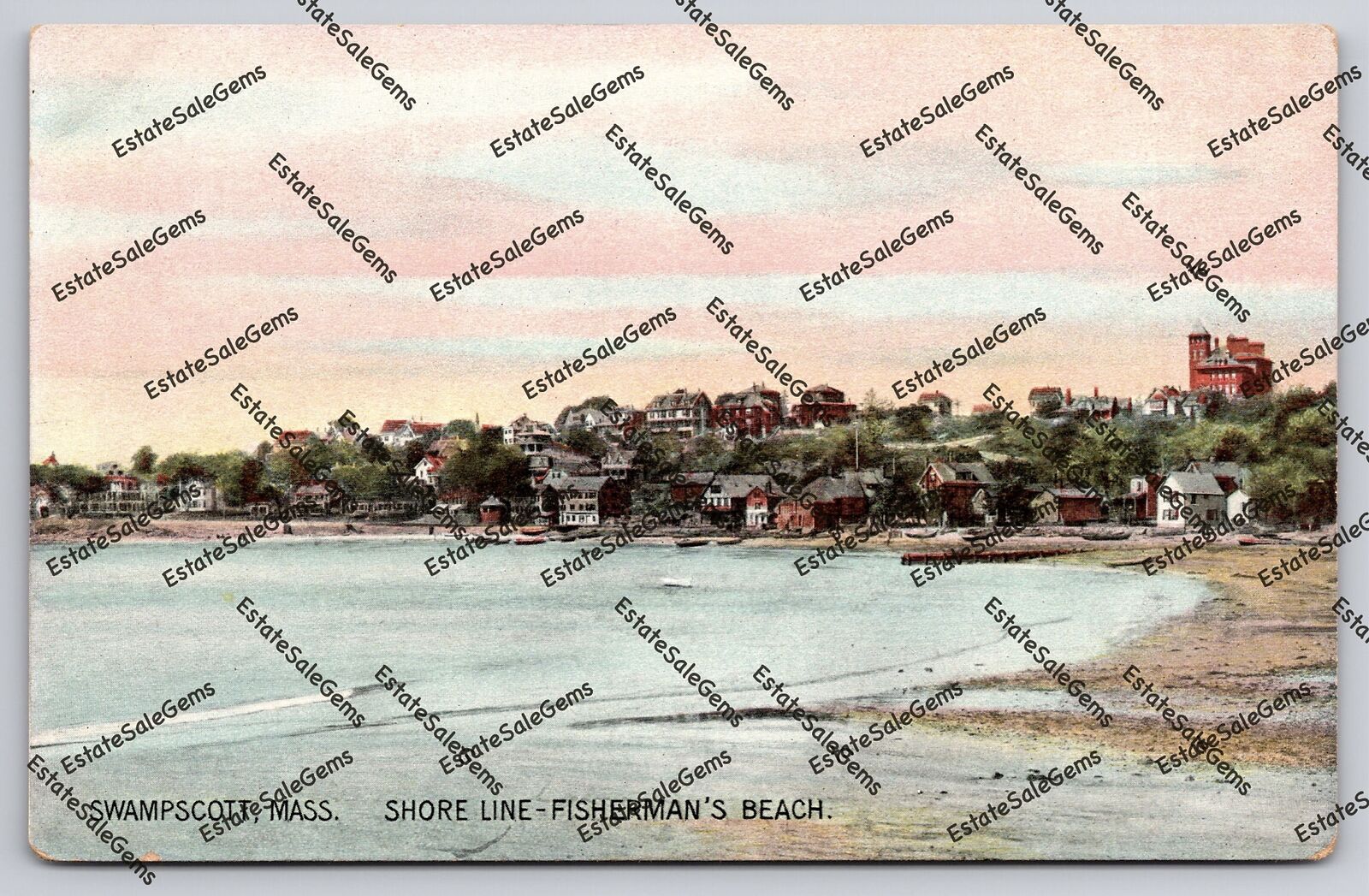 Antique Postcard Swampscott Massachusetts Shore Line Fisherman\'s Beach