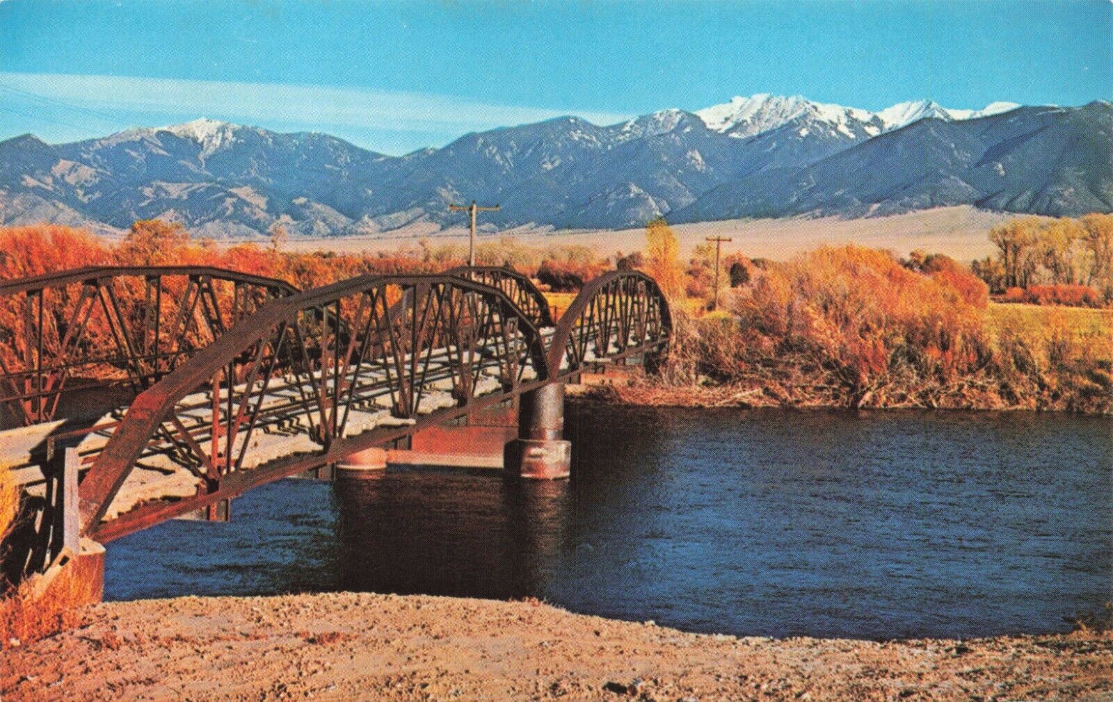 Postcard MT Jefferson River Man's Head Mtn Whitehall Twin Bridges Montana