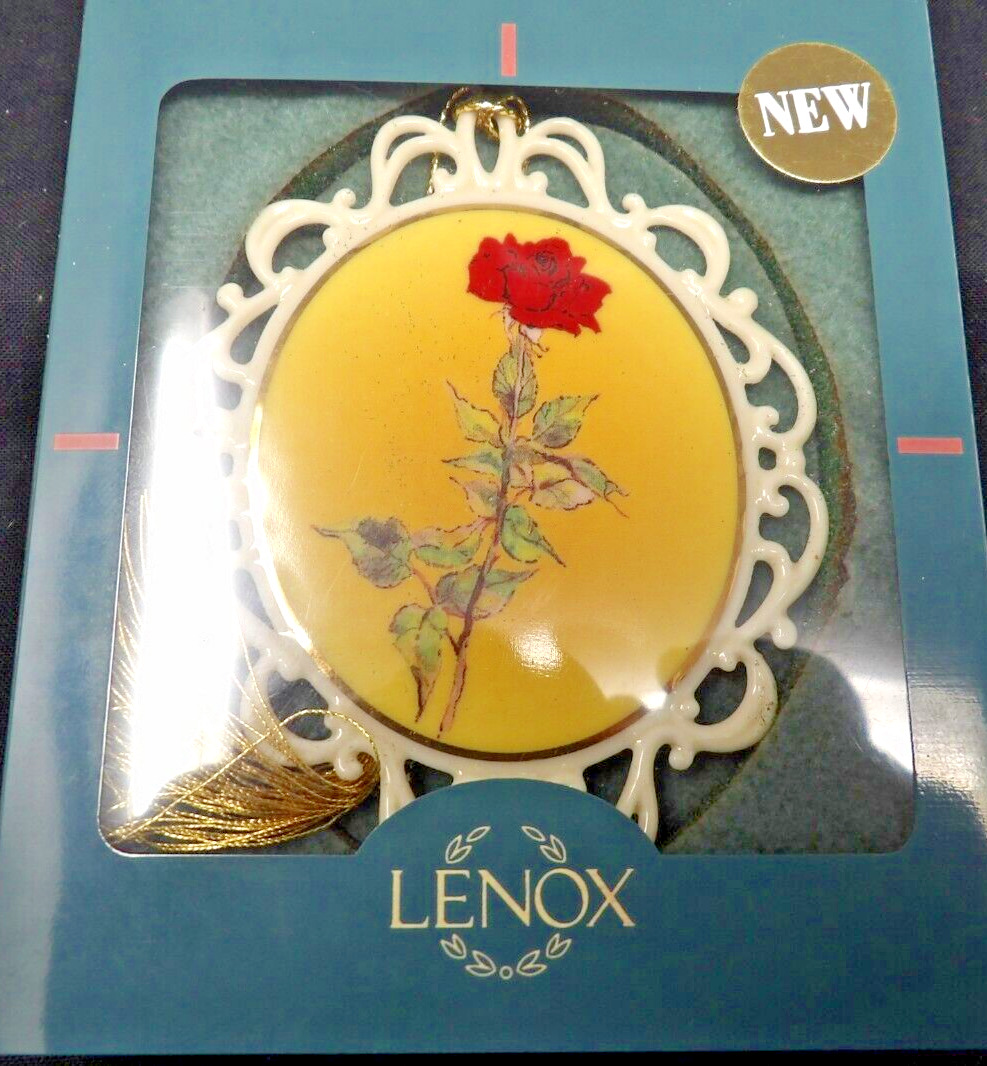MIB Lenox Lord & Taylor Rose Oval Christmas Ornament 4\