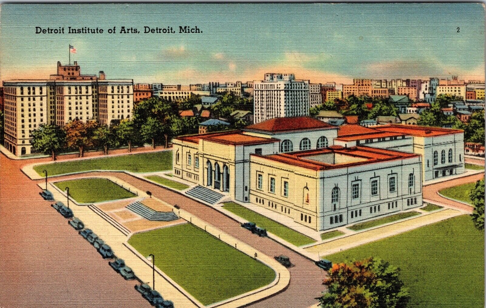 Detroit Institute Of The Arts  Michigan Vintage Postcard 