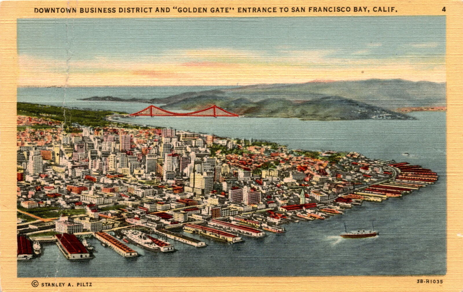 vintage downtown business district Golden Gate entrance San Francisco Postcard