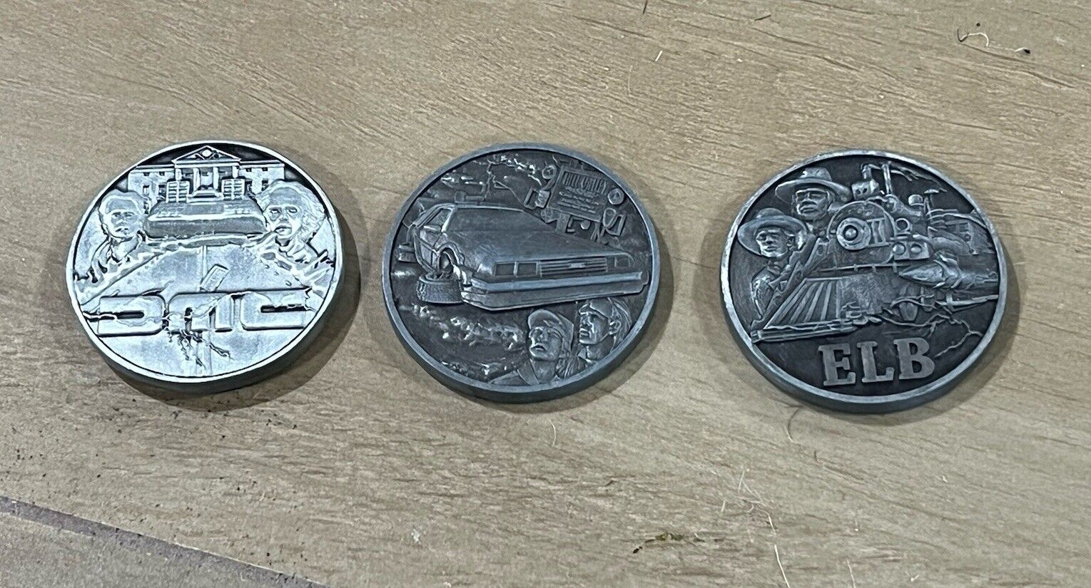 Back to the Future 1, 2 & 3 COIN SET - LOT OF THREE - Rare - Detailed Designs