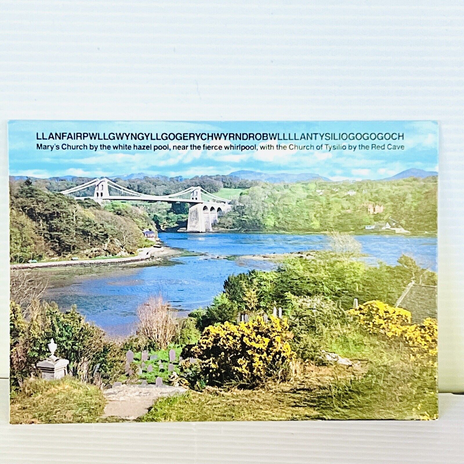Vintage Wales Postcard Longest Welsh Word In The World Menai Strait