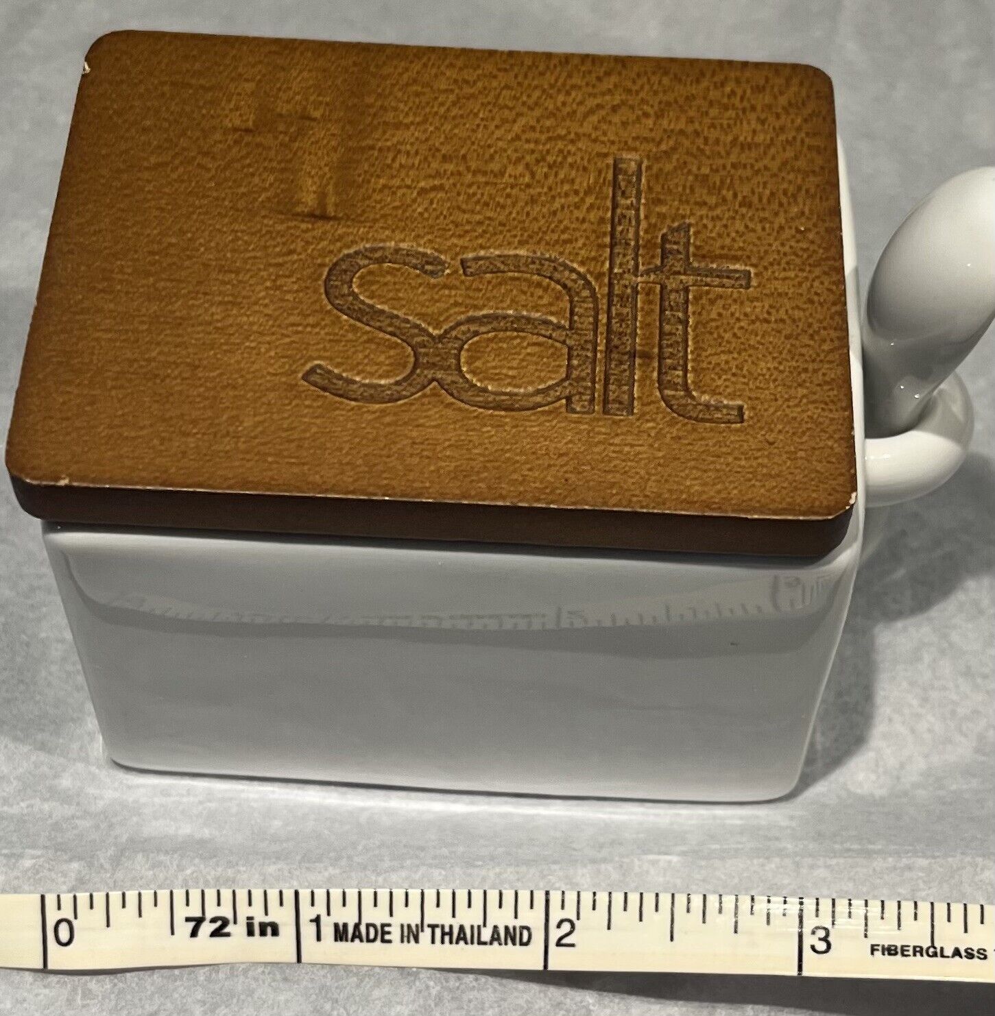 Threshold White Stoneware Salt Cellar With Wood Lid And Spoon