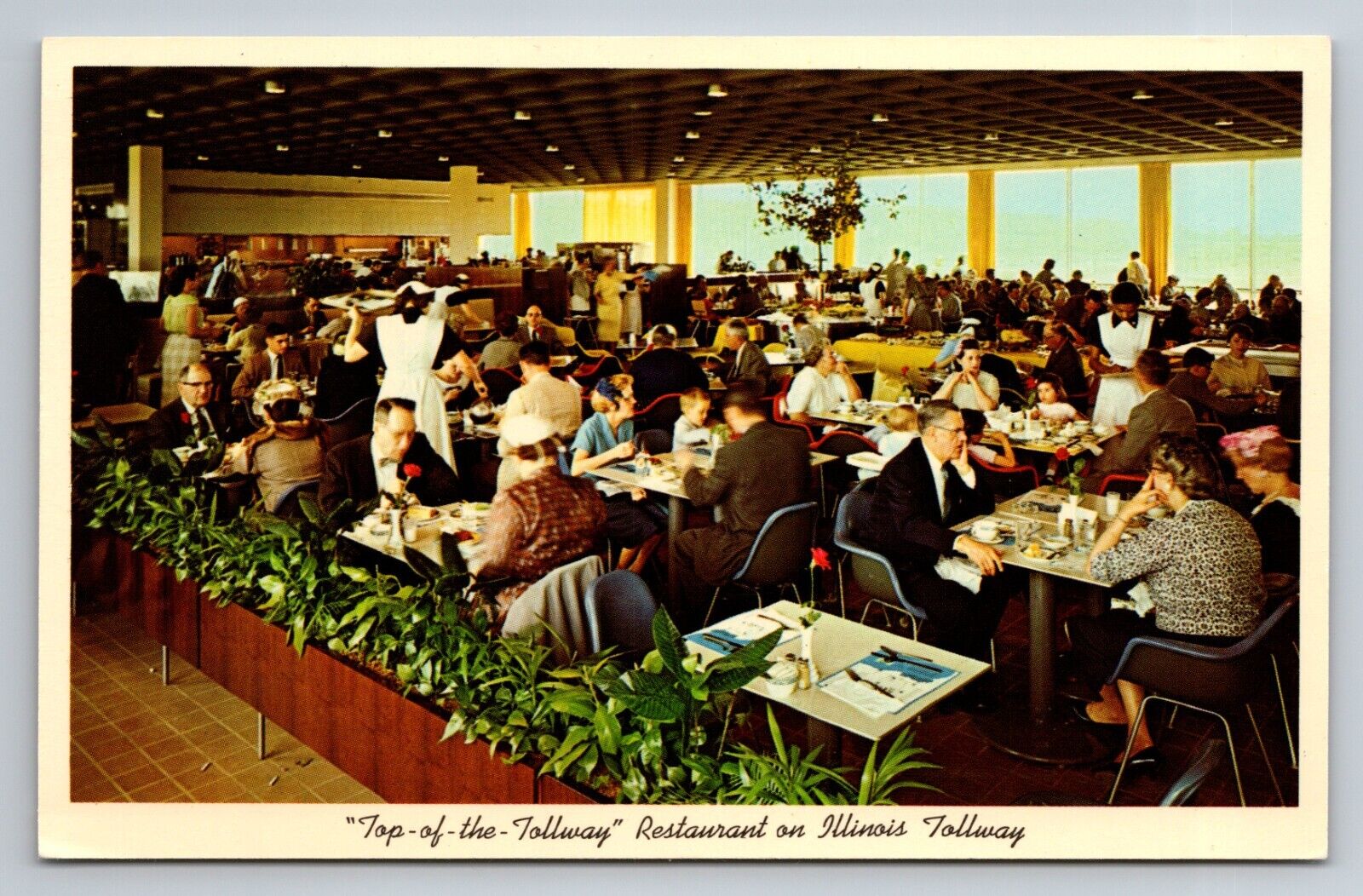Top Of The Tollway Fred Harvey Restaurant Chicago Illinois Vintage People Eating