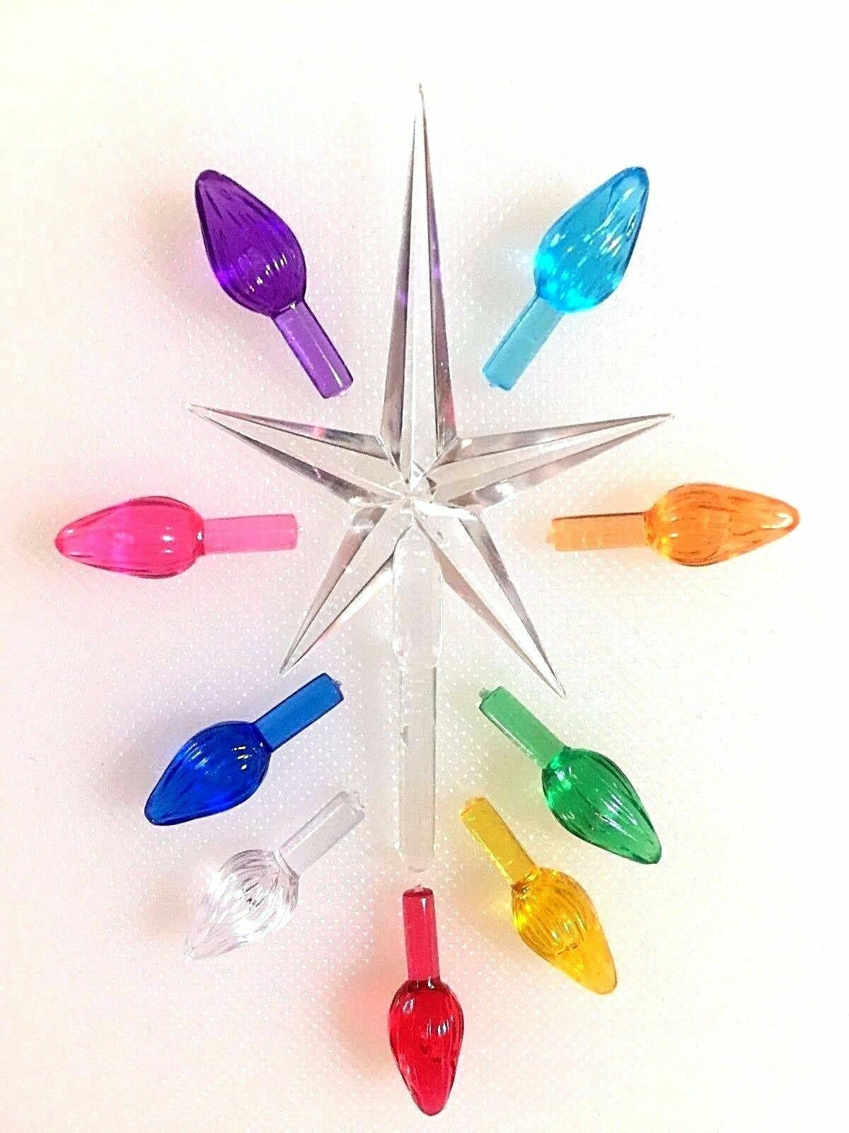 100 Small Twist Bulbs(9 COLORS) + Clear Med Star for Ceramic Christmas Tree