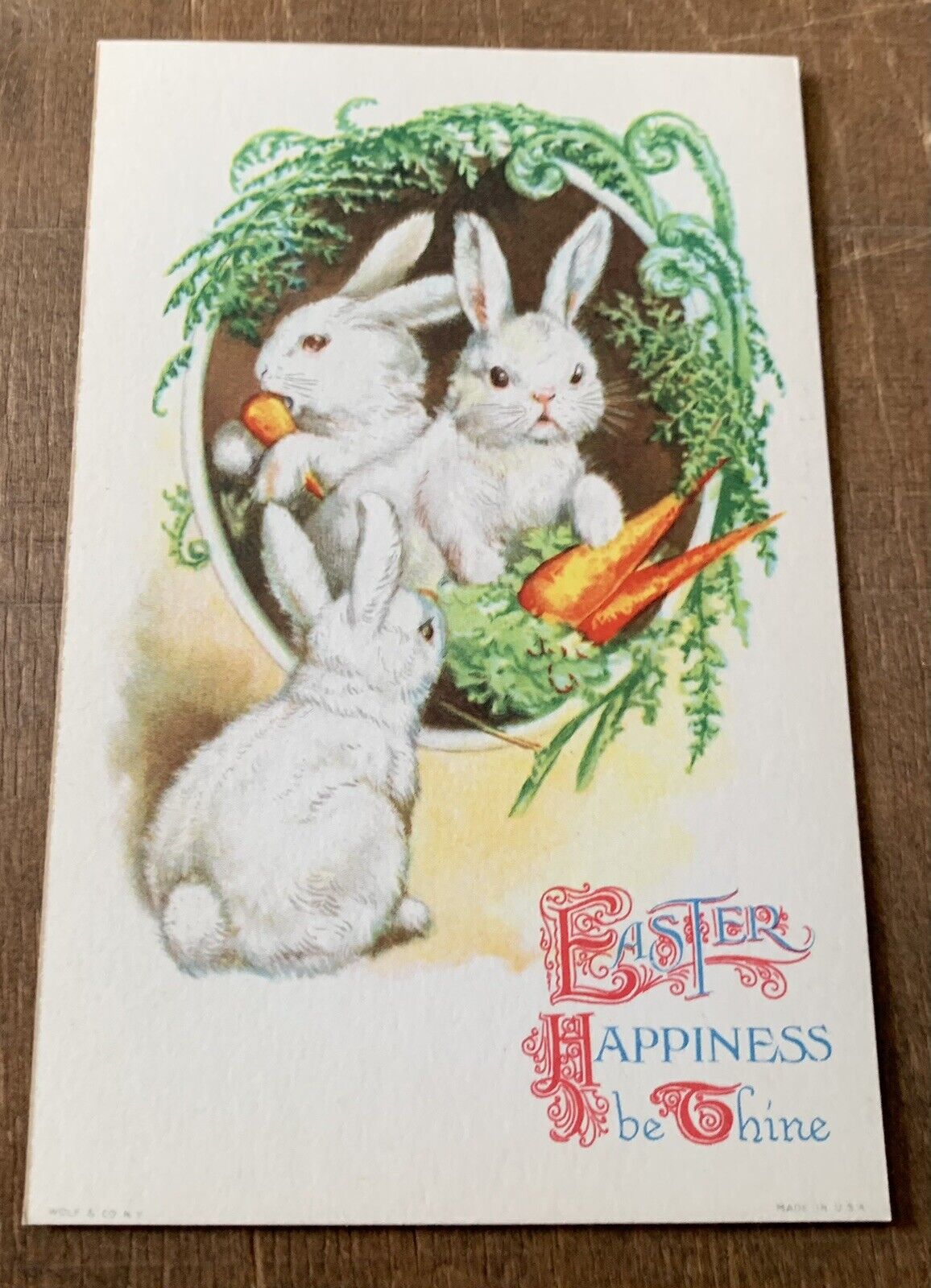Vintage Wolf Easter Postcard  - Ellen Clapsaddle - Three White Rabbits