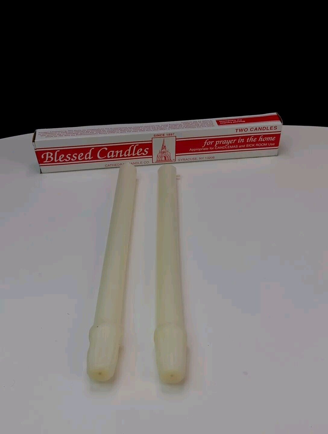 2 Blessed Candlemas Candles 51% Beeswax 25/32\