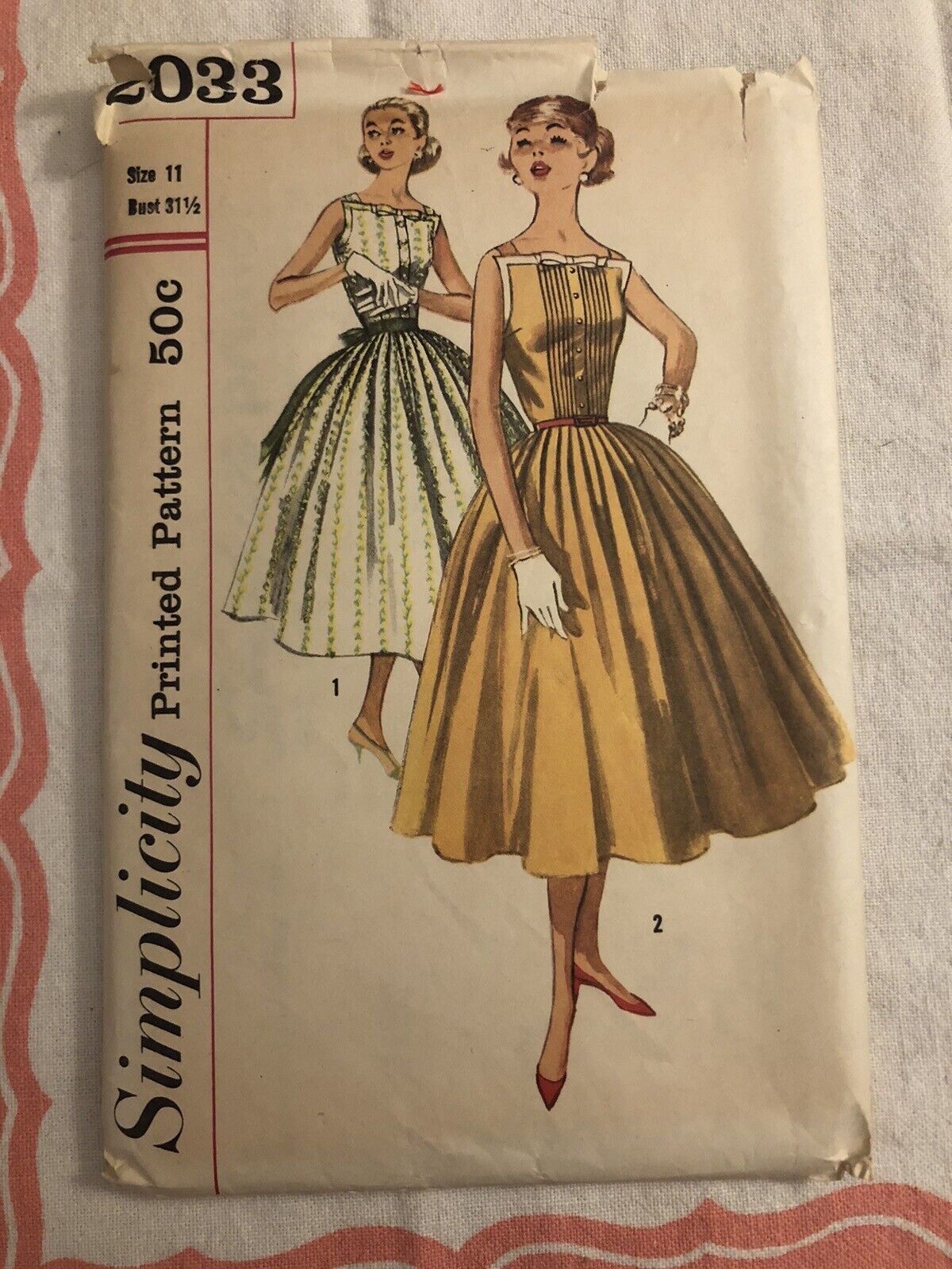 Vintage 1957 SIMPLICITY Pattern 2033 One Piece Dress Size 11 Bust 31 1/2