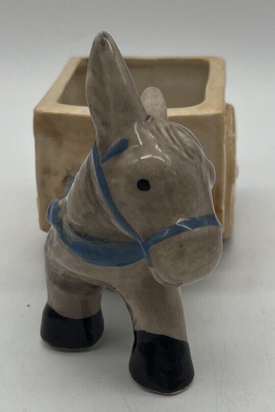 VINTAGE ACME WARE SMALL DONKEY PULLING A CART CERAMIC PLANTER MADE IN JAPAN