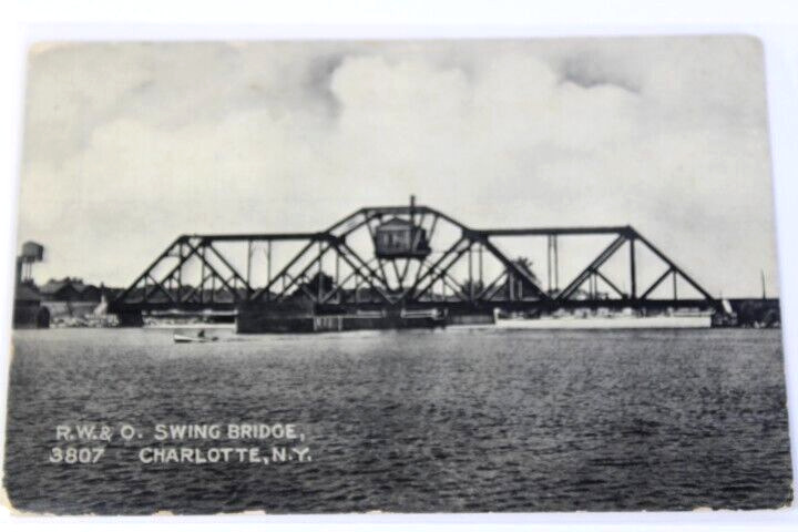 Antique RPPC Real Photo Post Card from 1910\'s R.W.&O. Wing Bridge Charlotte, NY
