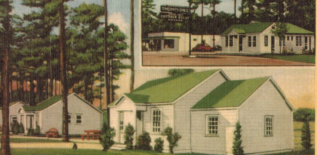 C1930s Fayetteville NC Thomson\'s Cottage Court Diner Camping Vintage Postcard