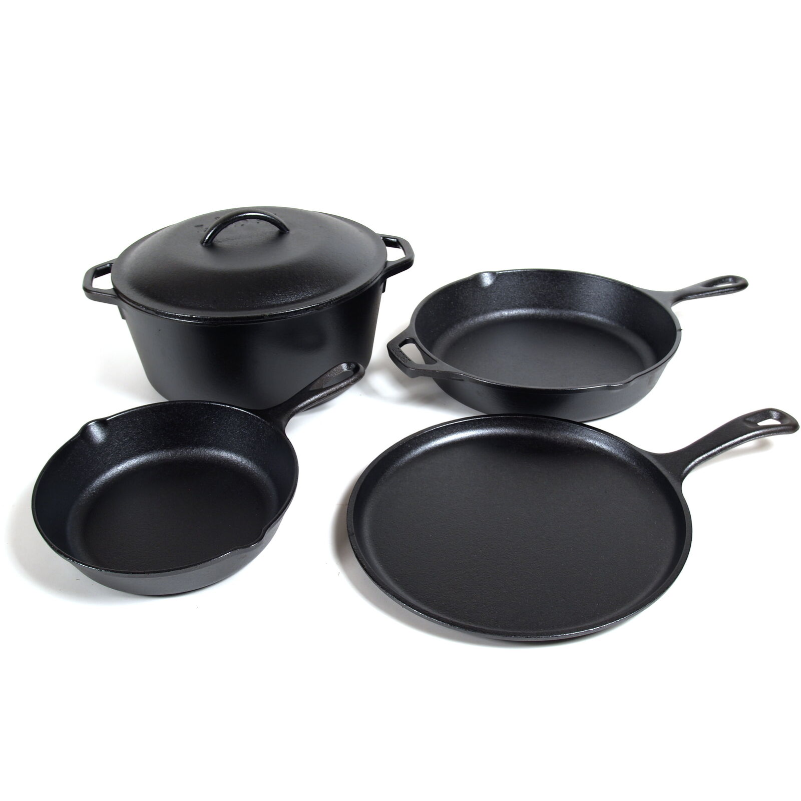 Cast Iron Seasoning 5-Piece Set with Skillet, Baking Pan and Dutch Oven