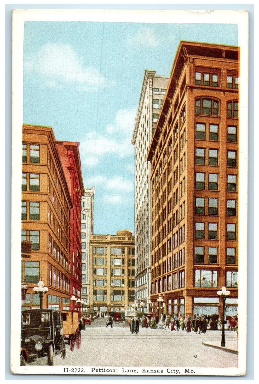 1921 Petticoat Lane Business District Kansas City Missouri MO Posted Postcard