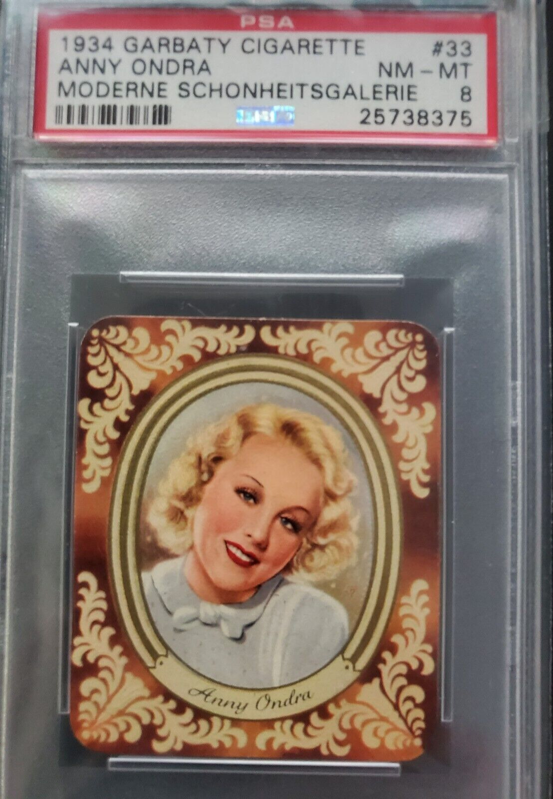 1934 Garbaty Cigarette #33 - Moderne - Anny Ondra - PSA 8 - Rare card...