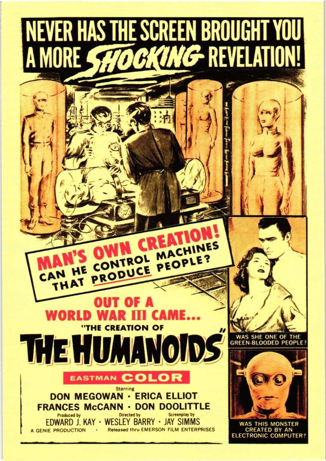 2010 Classic Vintage Movie Poster Card 1962 Creation of the Humanoids