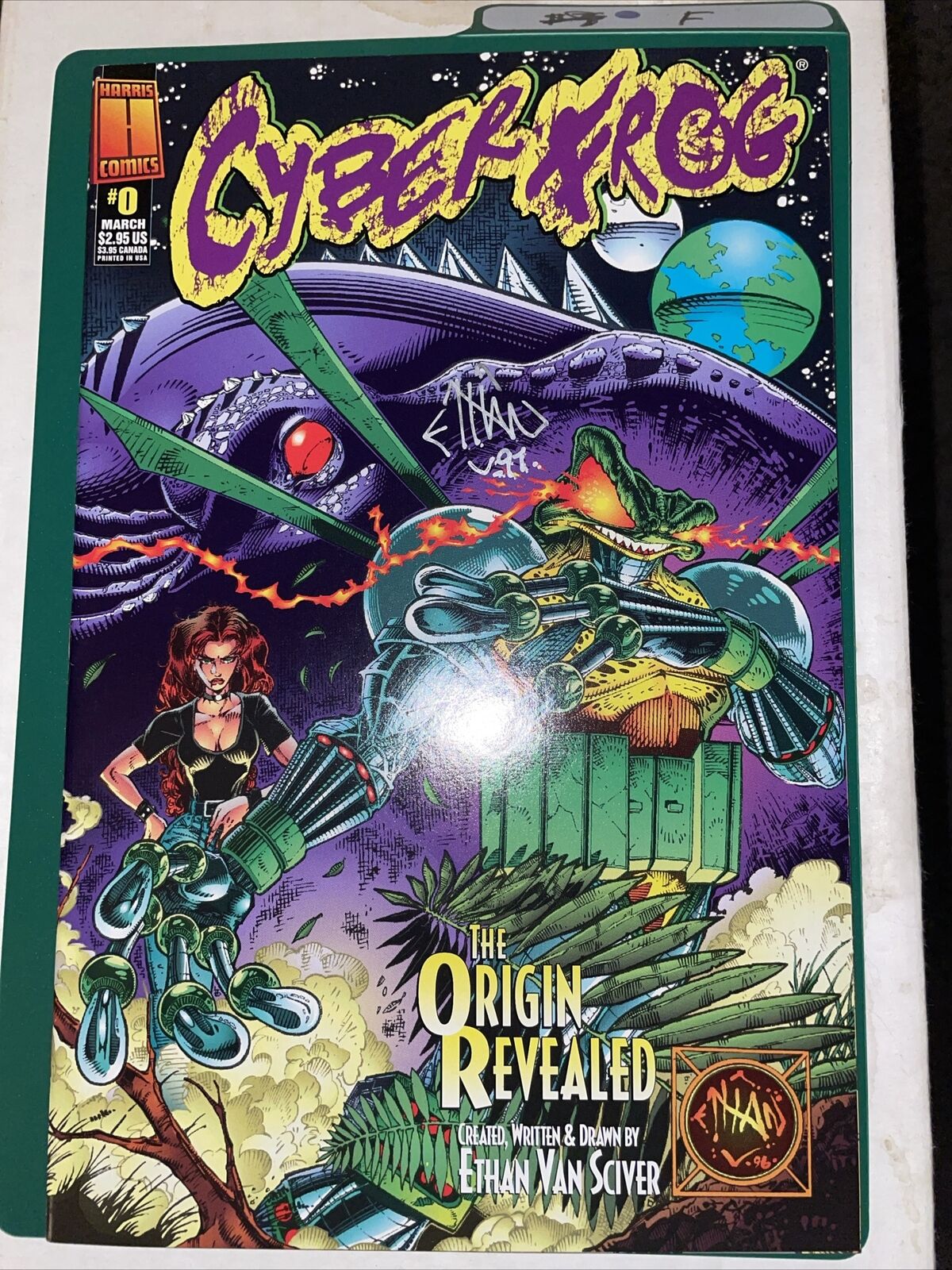Cyberfrog #0 1997 Harris Comics Origin Of CBF NM- Signed By Ethan Van Sciver 