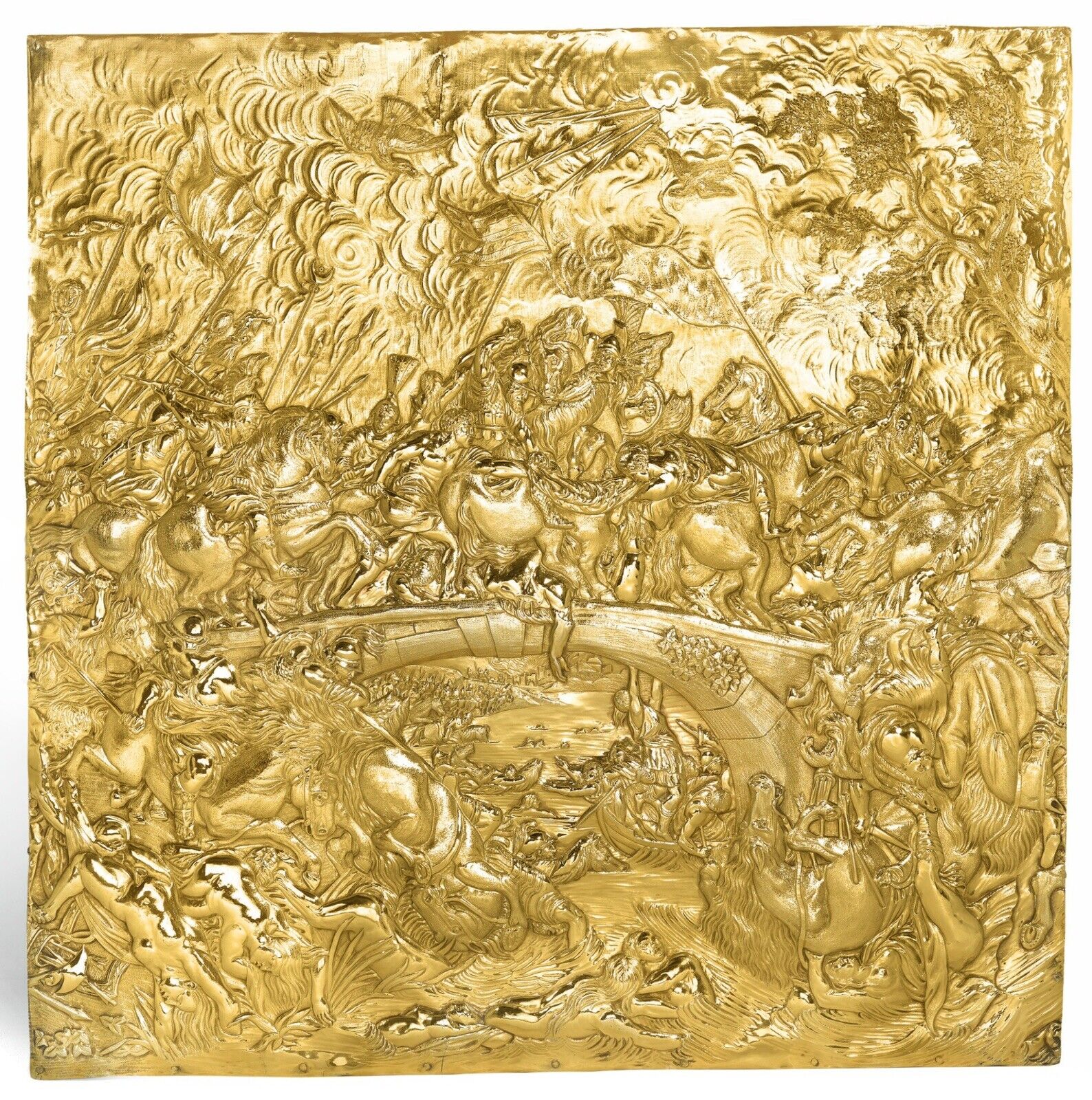 1790s GOLD Silver Gilt ART Panel ROMAN Horatius at Bridge RARE Artifact MUSEUM