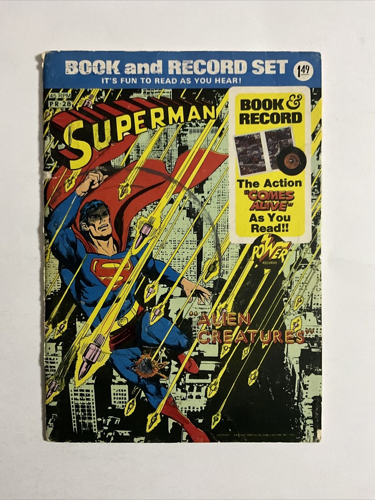 Superman Book And Record 45RPM (1975) 4.0 VG DC Marvel Comic Book Bronze Age
