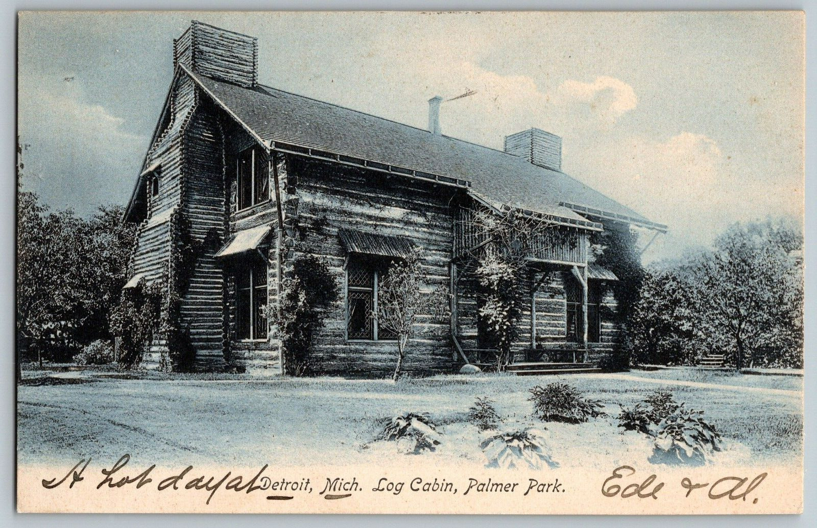Detroit, Michigan - Log Cabin, Palmer Park - Vintage Postcard - Posted