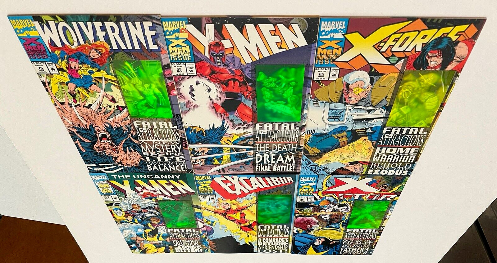 X-MEN FATAL ATTRACTIONS HOLOGRAM COVERS 1-6 COMPLETE SET Marvel 1993 VF/NM