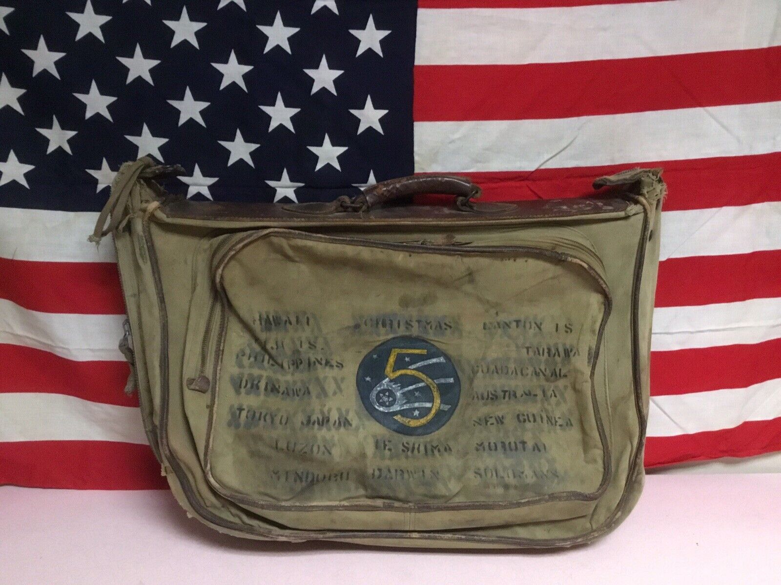 Rare WWII B-4 Officer’s flight Bag military Suitcase 5th Duke ERDE the 1st.