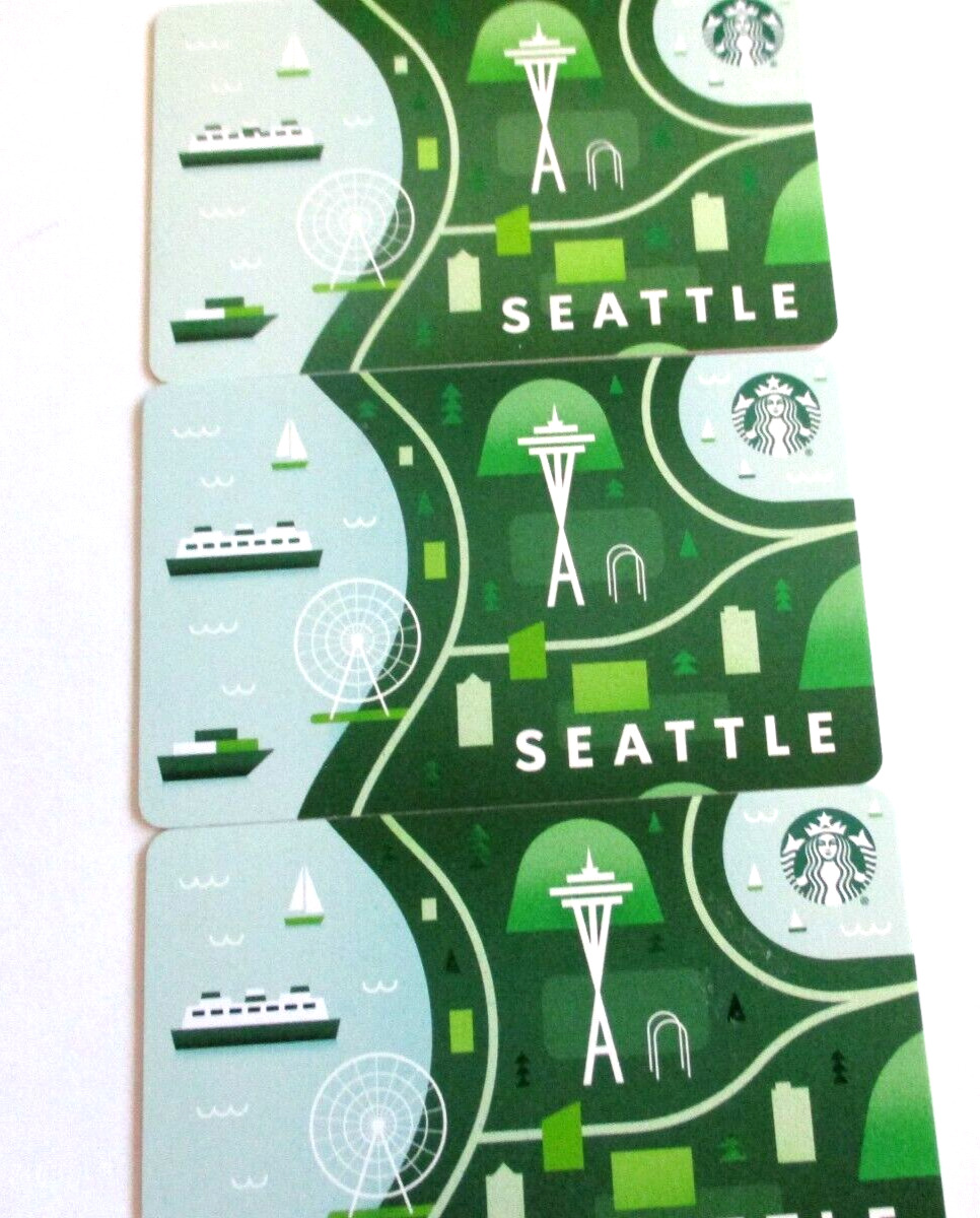 3X Starbucks 2019 SEATTLE City Gift Card NEW