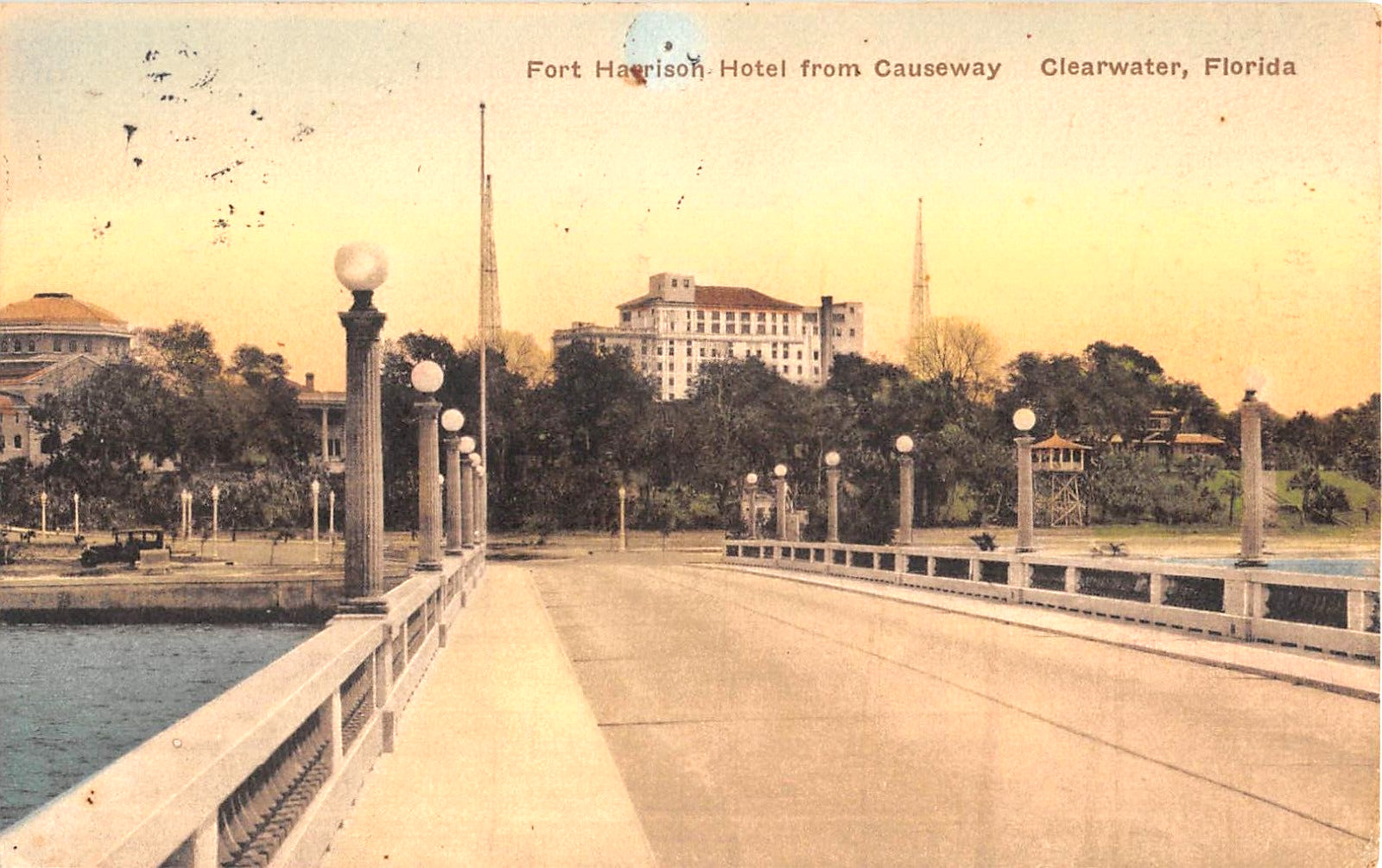 1920\'s? Fort Harrison Hotel from Causeway Clearwater FL post card