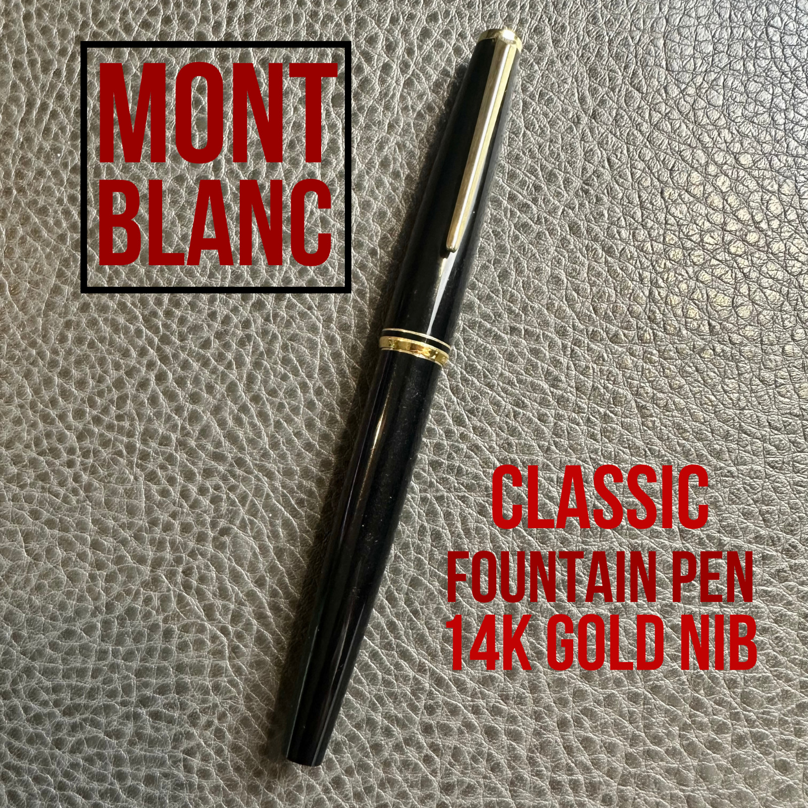 Excellent Montblanc Classic Fountain Pen 14k NIB Black Resin