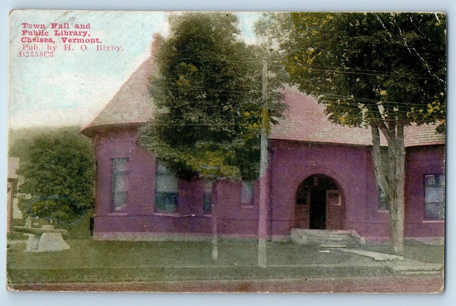 Chelsea Vermont VT Postcard Town Hall And Public Library Building 1911 Antique