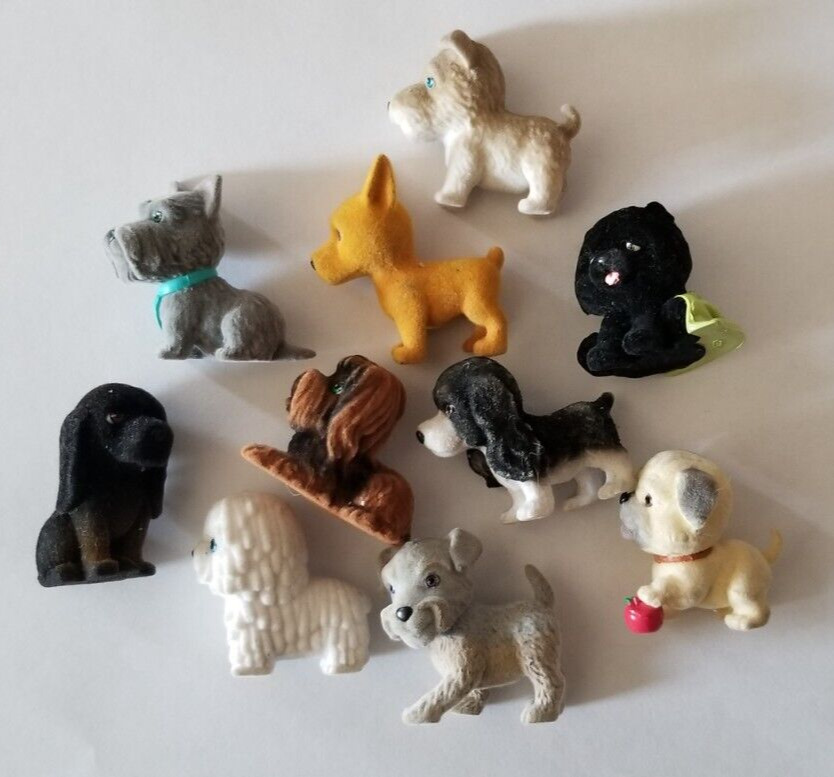 Puppy In My Pocket Lot of 10 Flocked MEG 2005 Dogs Various Breeds