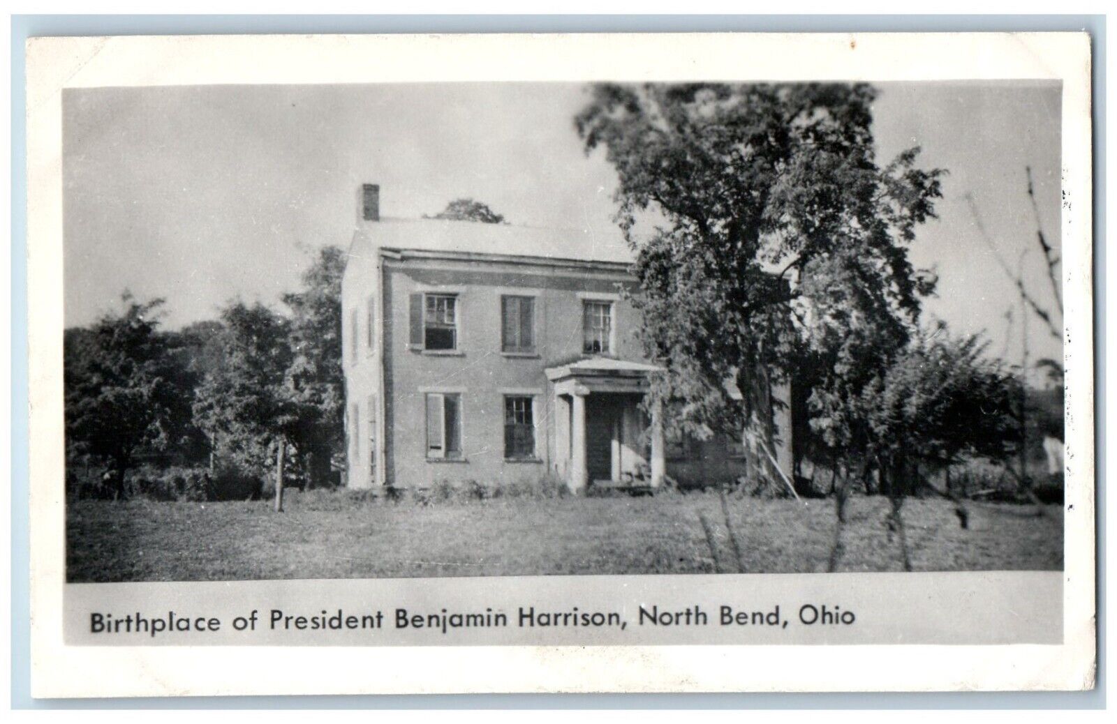 North Bend Ohio OH Postcard Birthplace Of President Benjamin Harrison Vintage